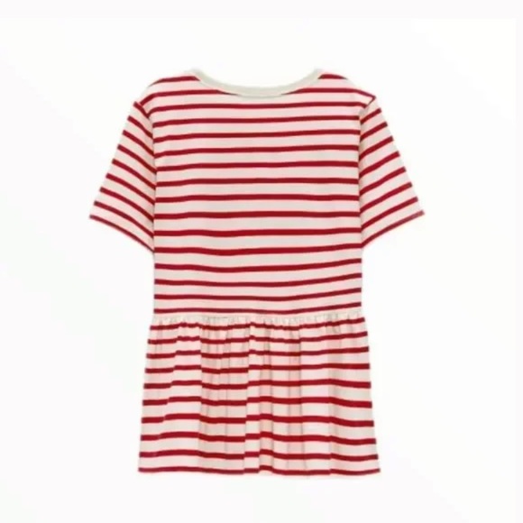 Zara Red White Striped Peplum Tee Top Shirt Size Small NWT - Picture 1 of 4